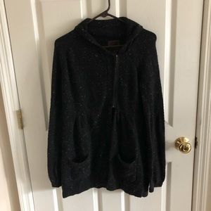 Even Brand Black Wool Hoodie/Cardigan With Pockets